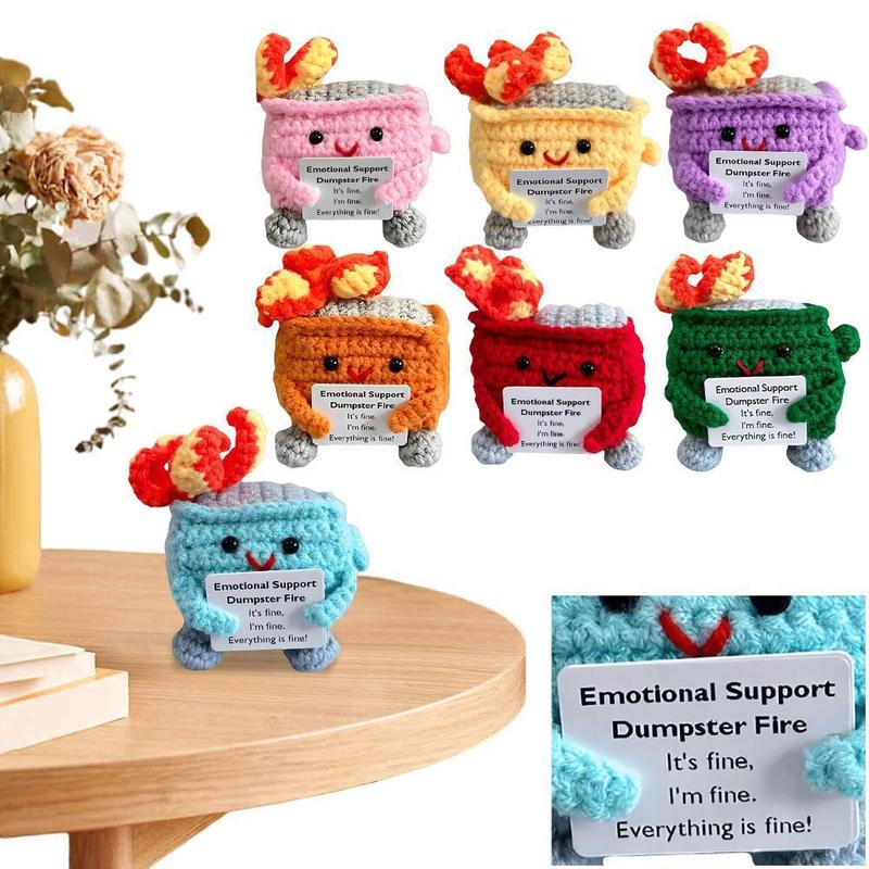 Crochet Dumpster Fire Cute Emotional Support Dumpster Fire Positive Crochet Dumpster Fire Funny Gifts for Friends Coworker