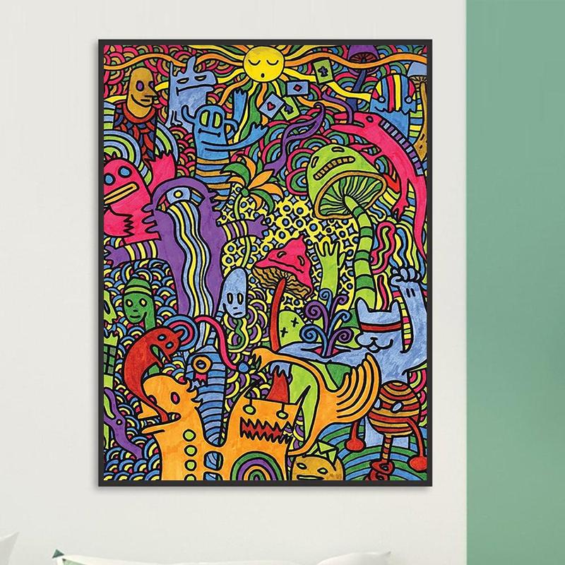 Alien Design 5D Diamond Arts Colorful Painting Kit, Abstract Pattern DIY Diamond Arts Colorful Painting Kit without Frame, Wall Art Crafts for Home Decor