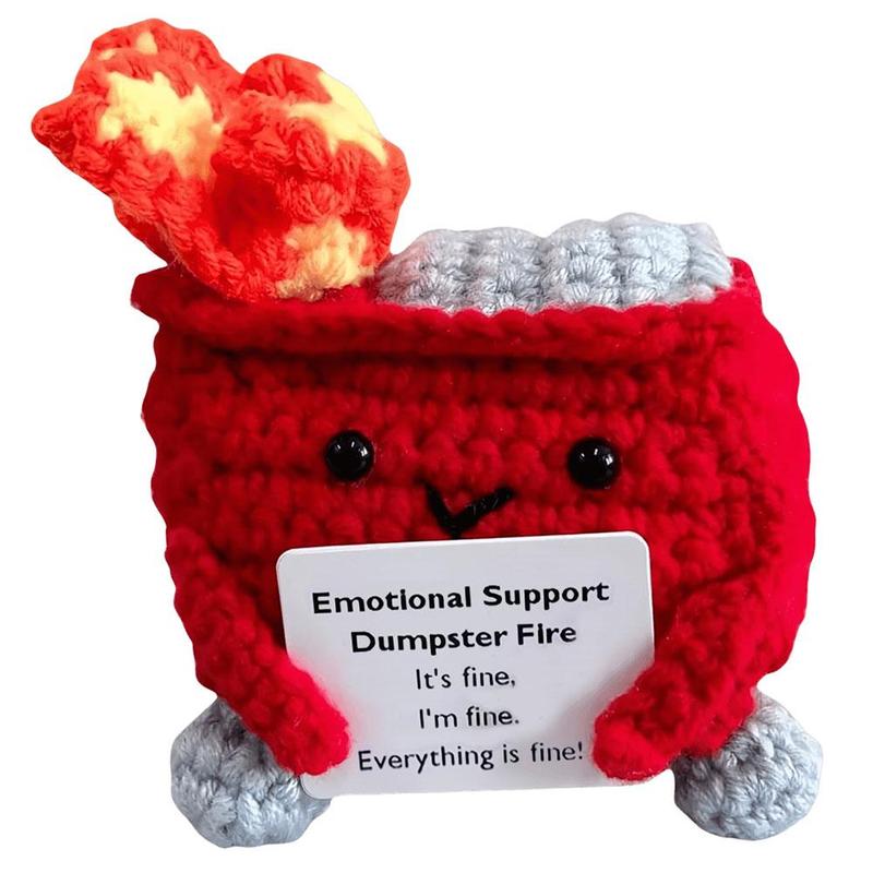 Crochet Dumpster Fire Cute Emotional Support Dumpster Fire Positive Crochet Dumpster Fire Funny Gifts for Friends Coworker