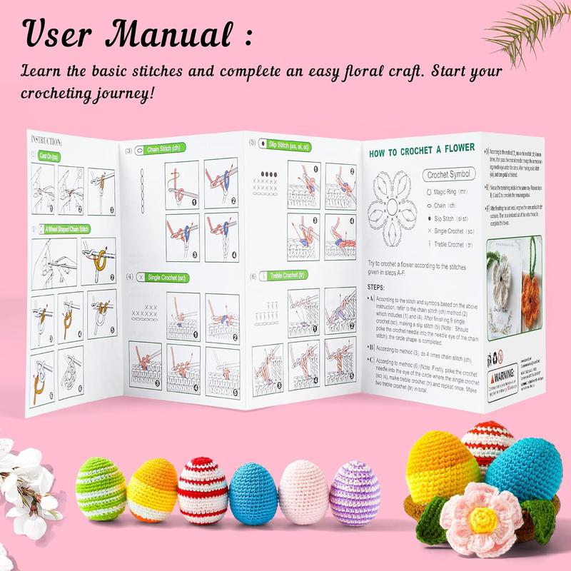 Crochet Yarn Kit for Beginners Adults and , includes 1650 Yards 30 Colors  Skeins, User Manual, Hooks,  Bag etc, Make Amigurumi & Projects, Starter Set Professionals