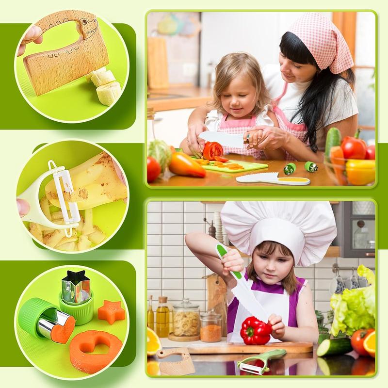 Montessori Kitchen Toys-14box Toddler Toys Kids Cooking Sets Real with Safe Knife Set Gift for -4-5-6-7-8 Years Old