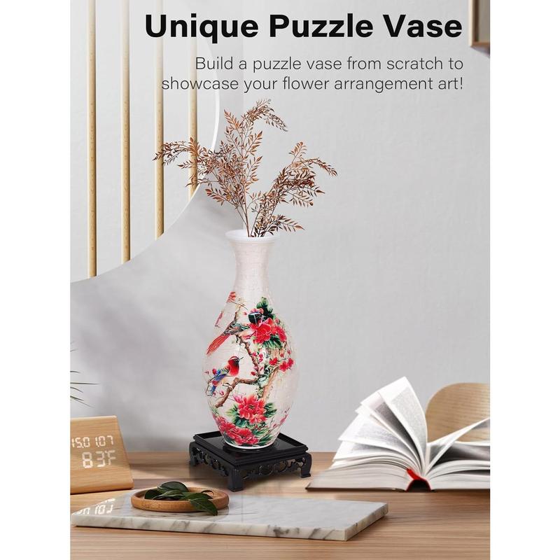 3D Puzzles for Adults, 160 Pieces 3D Puzzle Vase for Flowers, Unique Arts and Crafts for Adults, Unique Housewarning Gifts for Women & Men, Plastic Puzzle Vase for Home and Office Decor