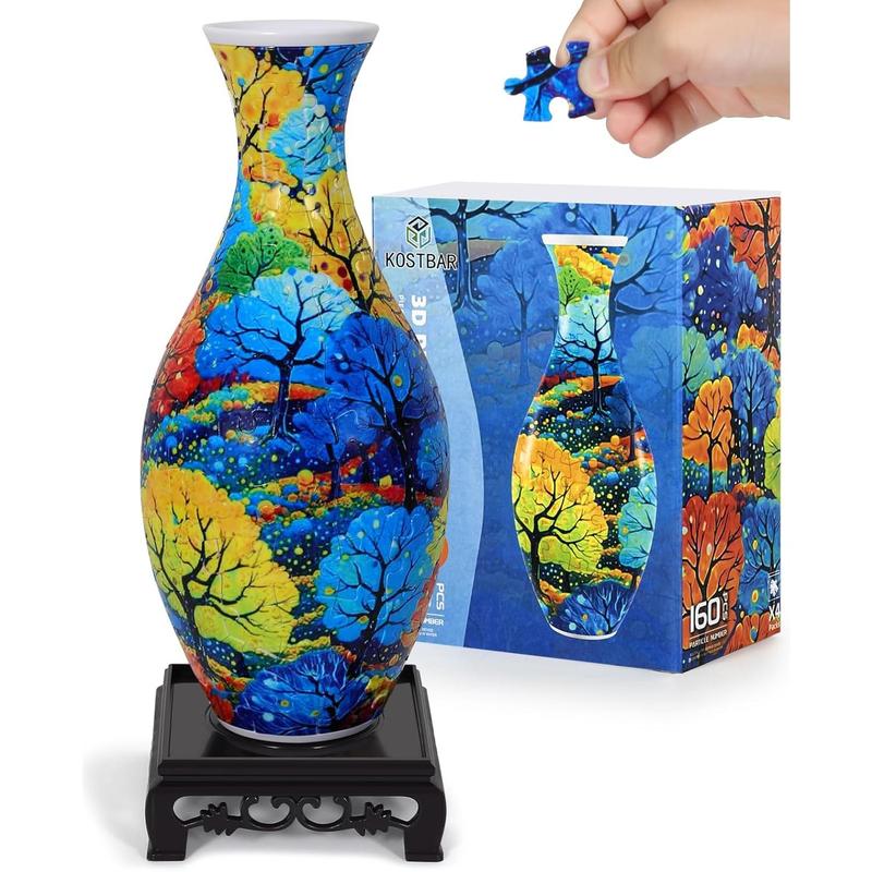 3D Puzzles for Adults, 160 Pieces 3D Puzzle Vase for Flowers, Unique Arts and Crafts for Adults, Unique Housewarning Gifts for Women & Men, Plastic Puzzle Vase for Home and Office Decor