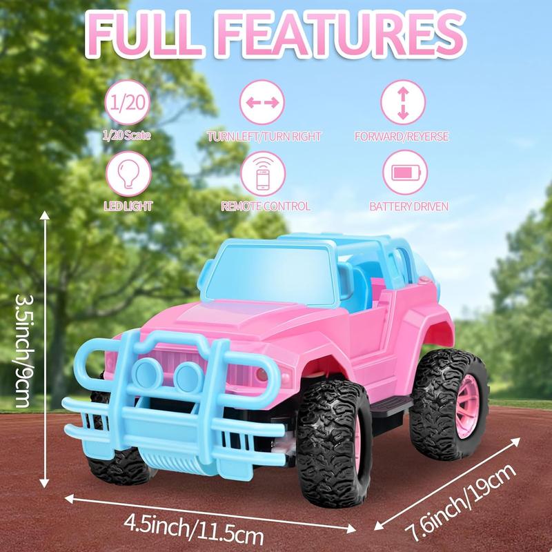 Remote Control Car for Kids, 1:20 Scale Rc Trucks for Girls Age 4-7, Pink Rc Cars Toys for Ages 5-7 8-13 Boys Girls Birthday Gift, Off Road Trucks with Mini Doll & DIY Sticker