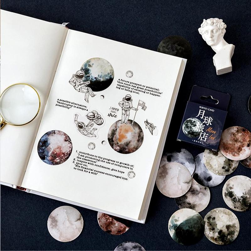 138PCS Vintage Astronomy Stickers Space Galaxy Moon Planets Astrology Universe Aesthetic Decoration Washi Stickers Decals for Album Laptop Scrapbook Phone Case Envelope Journal Card Making