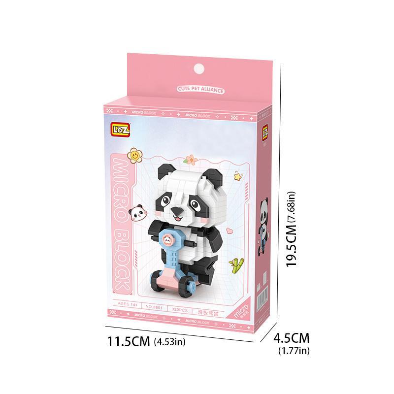 320pcs Cartoon Panda Design Building Block Toy Set, Miniature Building Block Set, Model Toy Desktop Ornaments