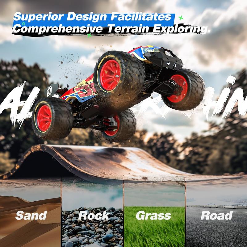 DEERC 1 14 Brushless Fast RC Cars ,Max 50KM H High Speed Remote Control Car,4X4 All Terrains RC Monster Truck, Off-Road Hobby Electric Vehicle Car Gift,2 Li-ion Batteries