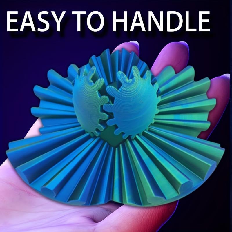 3D Printed Gear Ball Fidget Spinner - Stress Relief Kinetic Desk Toy - Handheld Rotating Spherical Puzzle for Finger Joint Exercise and Play Decoration - Durable Plastic Construction