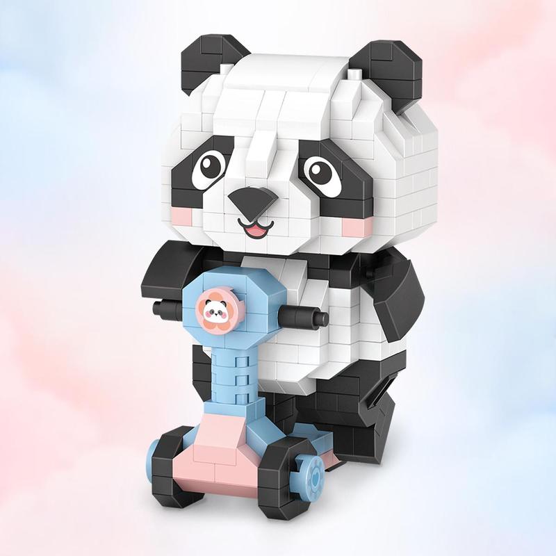 320pcs Cartoon Panda Design Building Block Toy Set, Miniature Building Block Set, Model Toy Desktop Ornaments