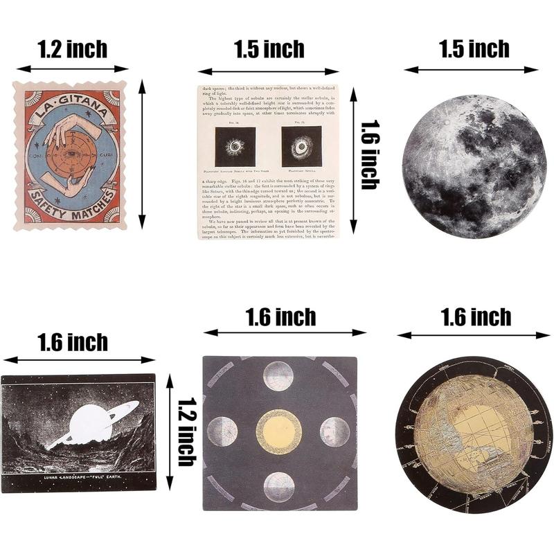 138PCS Vintage Astronomy Stickers Space Galaxy Moon Planets Astrology Universe Aesthetic Decoration Washi Stickers Decals for Album Laptop Scrapbook Phone Case Envelope Journal Card Making