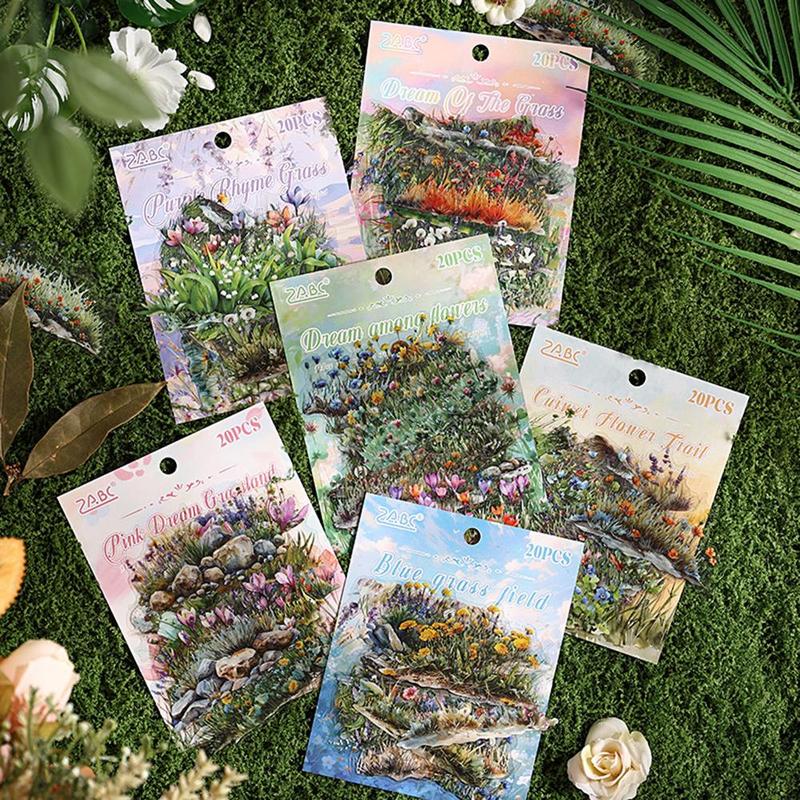 Plant & Flower Pattern Sticker, 20pcs pack Scrapbooking & Stamping Sticker, DIY Decorative Sticker for Scrapbooking & Journal Making, Christmas Gift