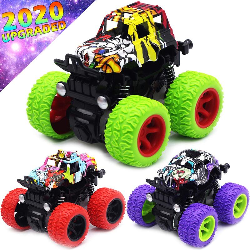 Monster Trucks Toys for Boys - Friction Powered 3-Pack Mini Push and Go Car Truck Playset for Boys Girls Gifts for Kids Birthday Christmas