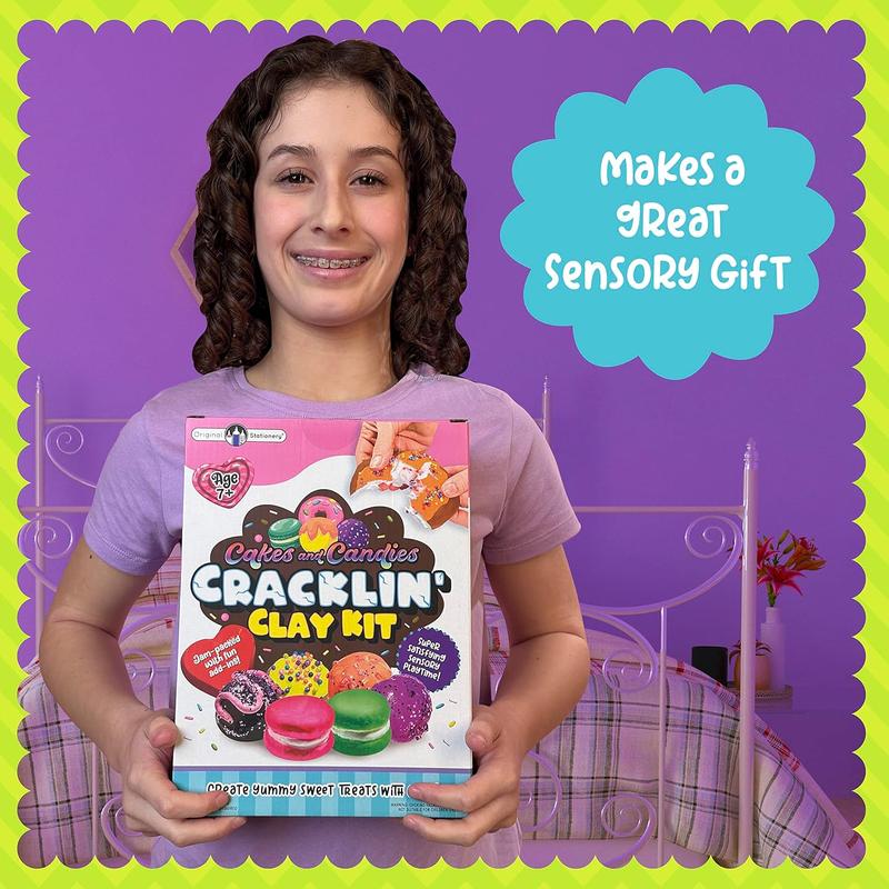 Cakes and Candies Cracklin' Clay Kit, Modeling Air Dry Clay & ASMR Toys Set for Sensory Fun, Great Birthday  s Art Gift