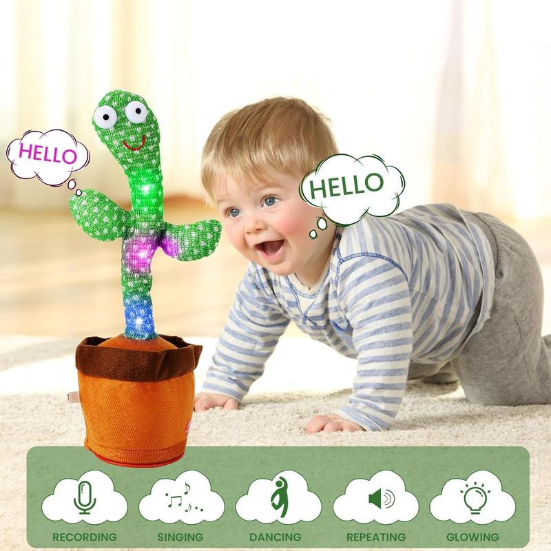 Prank Toy - Prank Dancing Talking Cactus Imitation Toy, Talking Repeat Singing Sunshine Cactus Toy 120 Pieces Song 15 Seconds Record Your Voice Sing+Dance+Record+LED