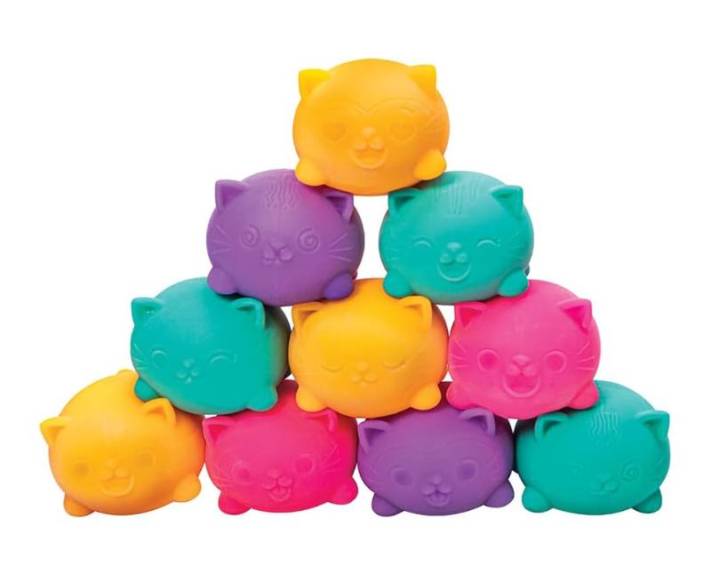 Schylling NeeDoh Teenie Cool Cat - Sensory Fidget Toy - 3 Mini Groovy Globs in Assorted Colors - Ages 3 to Adult (Pack of 1)