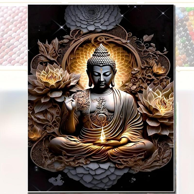 Buddha Pattern DIY Diamond Arts Colorful Painting Kit without Frame, DIY 5D Diamond Arts Colorful Painting Kit, Wall Art Decor for Home Living Room