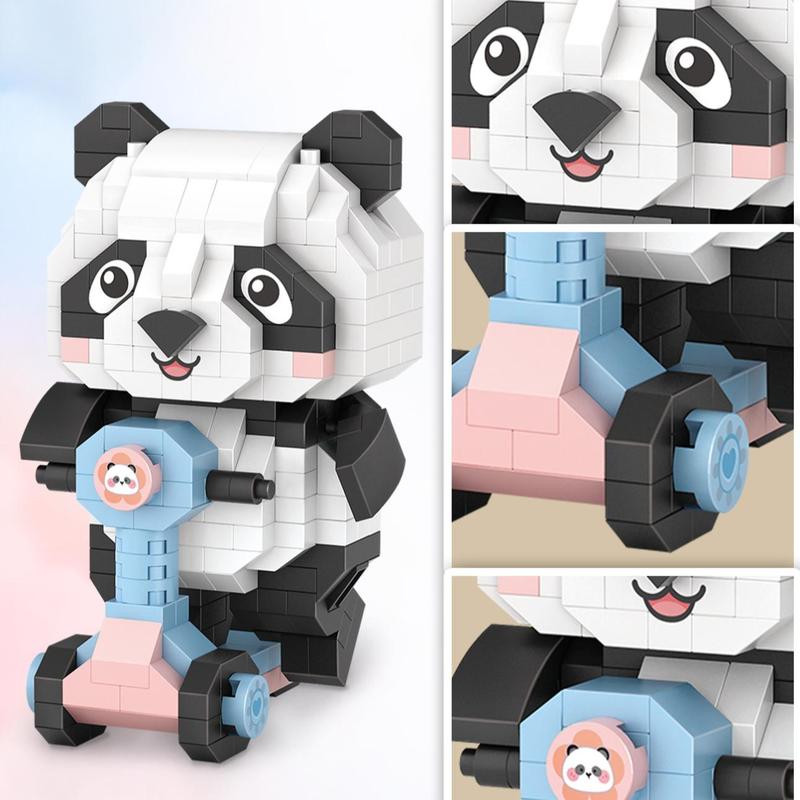 320pcs Cartoon Panda Design Building Block Toy Set, Miniature Building Block Set, Model Toy Desktop Ornaments