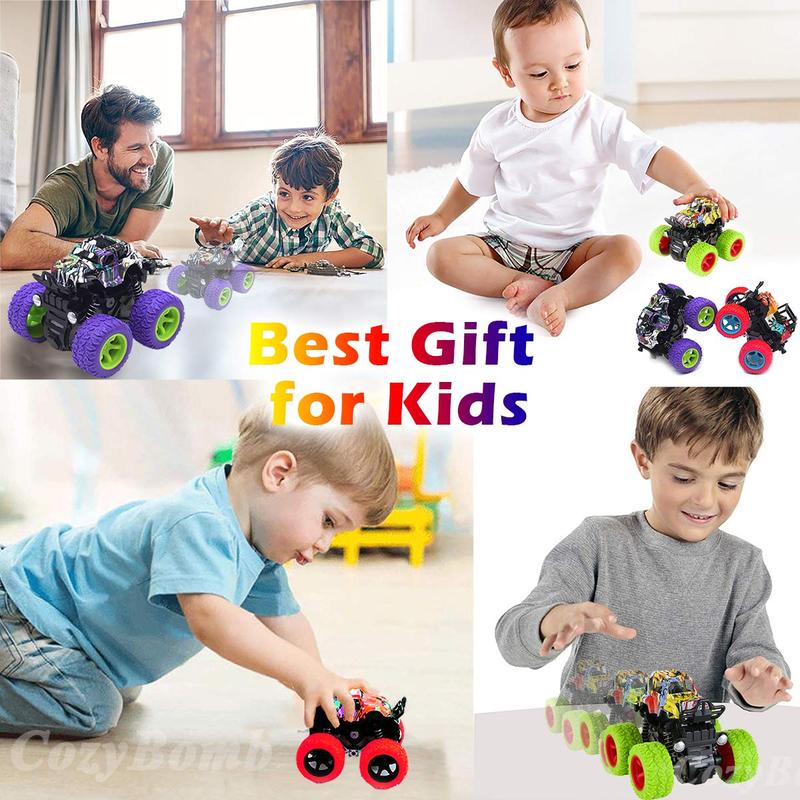 Monster Trucks Toys for Boys - Friction Powered 3-Pack Mini Push and Go Car Truck Playset for Boys Girls Gifts for Kids Birthday Christmas