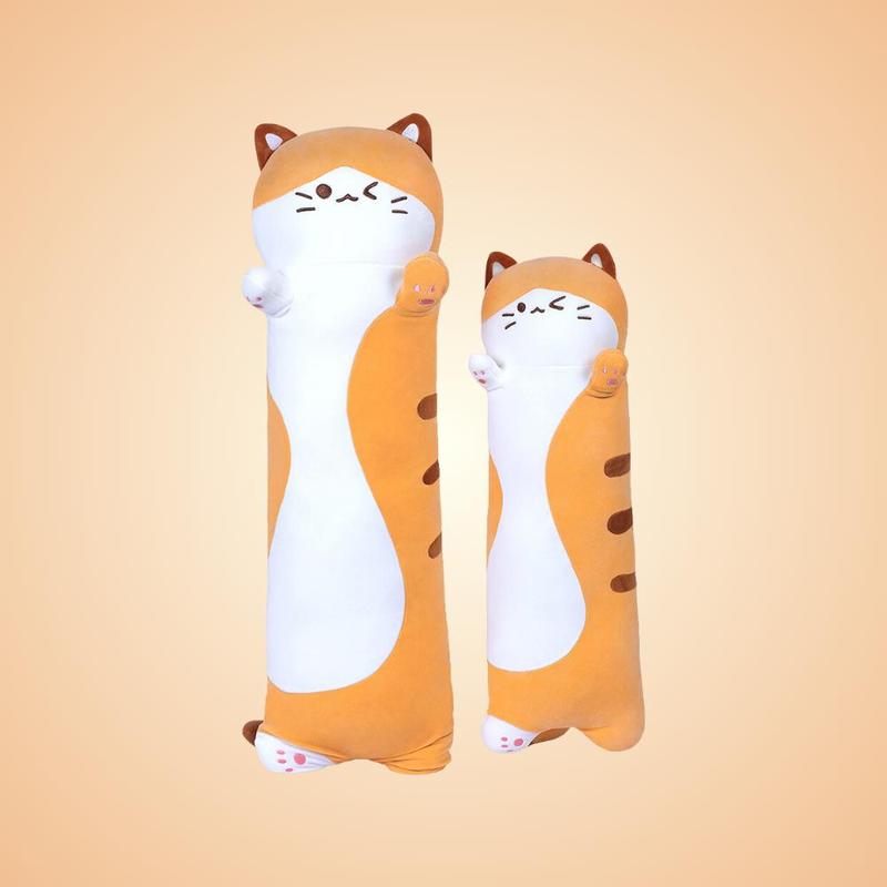 chubbyjoy Plush Toy Stuffed Animals Plush Body Pillow  Soft Cat Pattern Beige