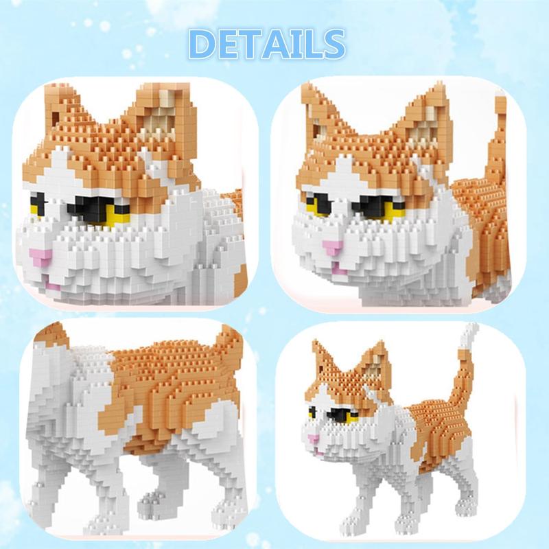 Cartoon Cat Design Building Blocks (1 Set), Cute Cat Blocks Building Toy, Educational DIY Animal Builds Blocks Model Ornament, Home Decoration