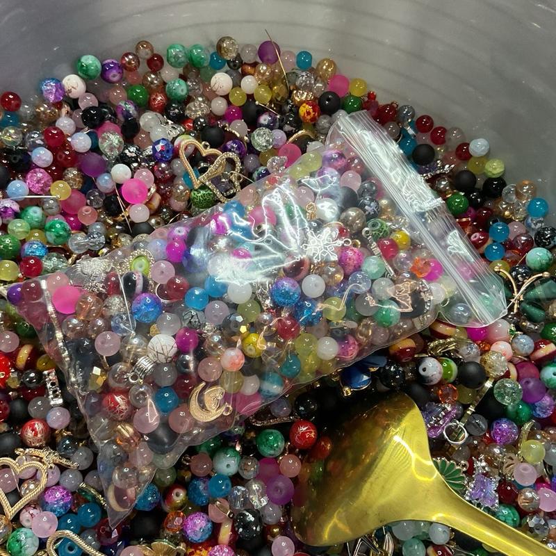 Scoop of Mixed Glass Beads for Jewelry Making and Crafts