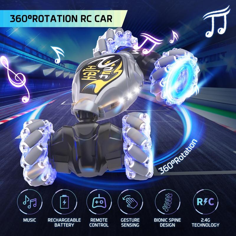 Remote Control Car, 2.4Ghz 4WD Gravity Gesture Sensing RC Cars, Monster RC Stunt Twist Car Kids Toys for 5-7 yr Boys & Girls, RC Drift Car with Light Music Gift for Boy Toys Age 8-13 yr