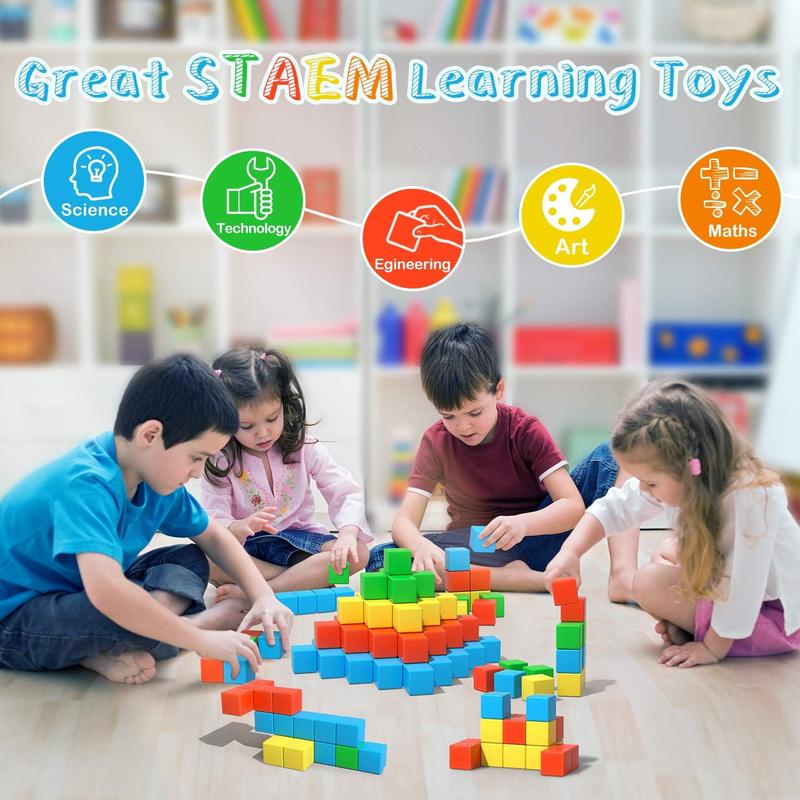 Magnetic Blocks, 1.34 inch Large Magnetic Building Blocks, 3D Magnetic Cubes for Toddlers, Preschool Educational Construction Kit, Sensory  Toys Kids Blocks for Boys Girls Toddlers