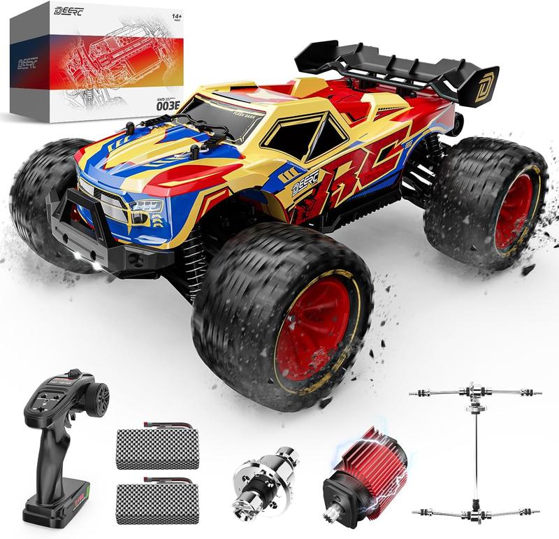 DEERC 1 14 Brushless Fast RC Cars ,Max 50KM H High Speed Remote Control Car,4X4 All Terrains RC Monster Truck, Off-Road Hobby Electric Vehicle Car Gift,2 Li-ion Batteries