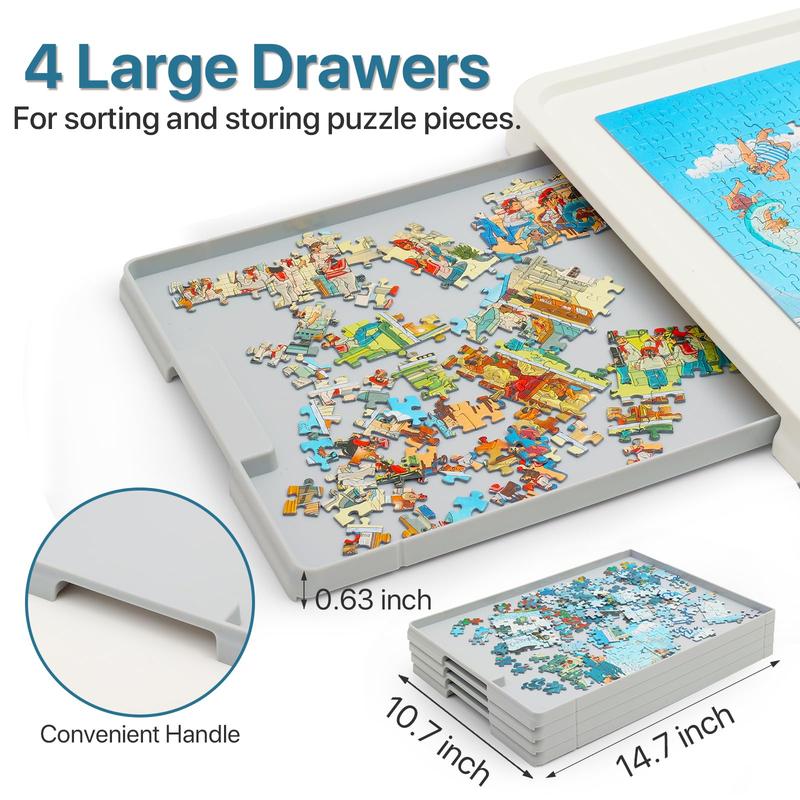 Playboda 1500 Pieces Rotating Plastic Puzzle Board with Drawers and Cover, 35