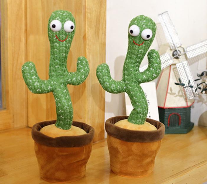 Prank Toy - Prank Dancing Talking Cactus Imitation Toy, Talking Repeat Singing Sunshine Cactus Toy 120 Pieces Song 15 Seconds Record Your Voice Sing+Dance+Record+LED