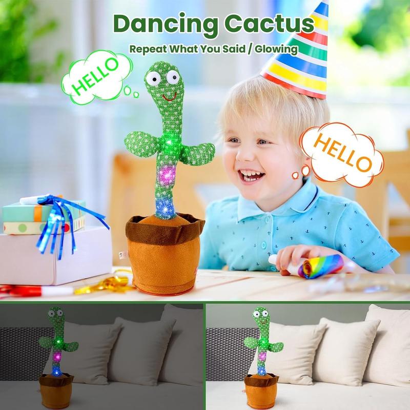 Prank Toy - Prank Dancing Talking Cactus Imitation Toy, Talking Repeat Singing Sunshine Cactus Toy 120 Pieces Song 15 Seconds Record Your Voice Sing+Dance+Record+LED