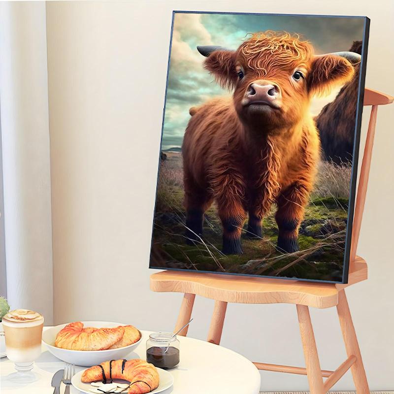 Highland Cow Pattern DIY Painting By Numbers Kit, 1 Set DIY Paint By Numbers Kit without Frame, Wall Art Decoration for Home Living Room Bedroom