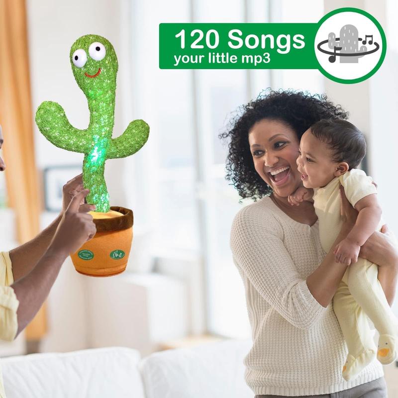 Prank Toy - Prank Dancing Talking Cactus Imitation Toy, Talking Repeat Singing Sunshine Cactus Toy 120 Pieces Song 15 Seconds Record Your Voice Sing+Dance+Record+LED