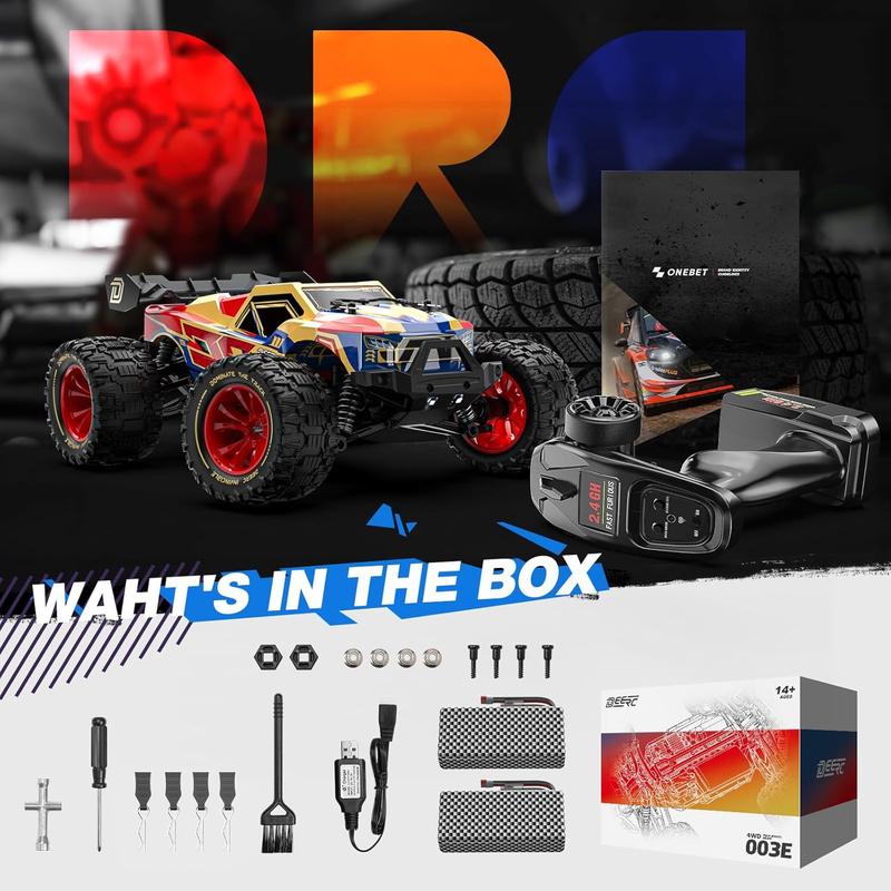 DEERC 1 14 Brushless Fast RC Cars ,Max 50KM H High Speed Remote Control Car,4X4 All Terrains RC Monster Truck, Off-Road Hobby Electric Vehicle Car Gift,2 Li-ion Batteries