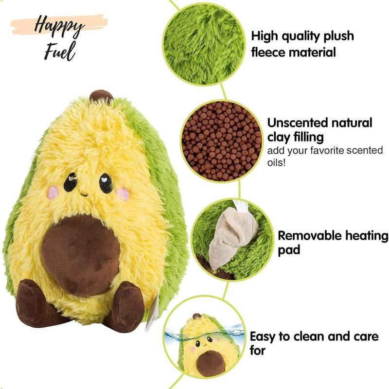 Avocado Microwavable Heating Pad 1.5 lbs - Cute Soft Cozy Pillow Plush Heatable Warm Stuffed Animal - Adorable Hot and Cold Plush Food Toy - Avocado Gift