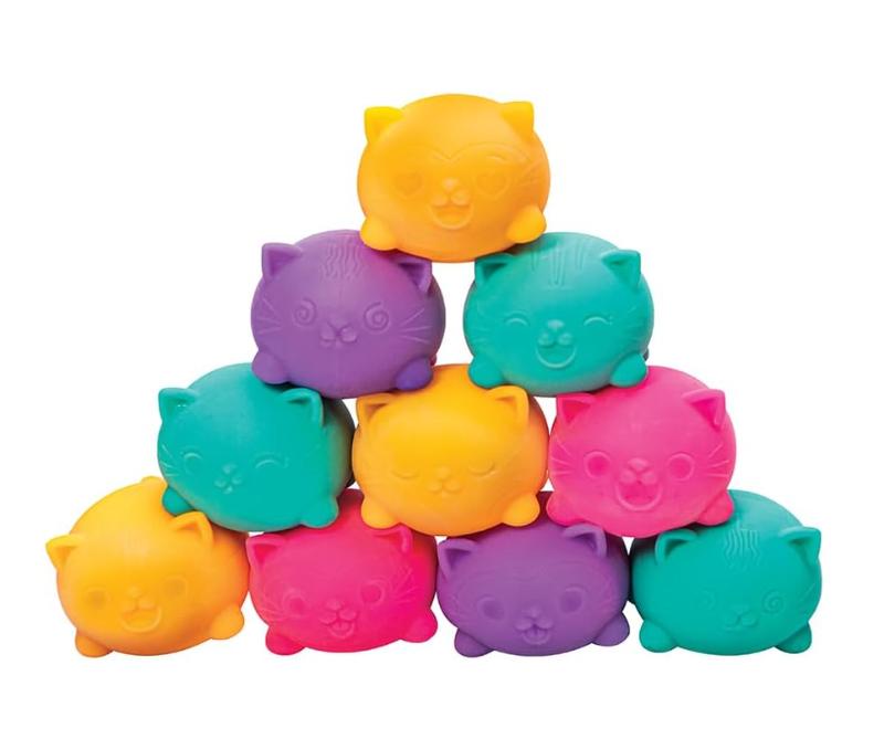 Schylling NeeDoh Teenie Cool Cat - Sensory Fidget Toy - 3 Mini Groovy Globs in Assorted Colors - Ages 3 to Adult (Pack of 1)