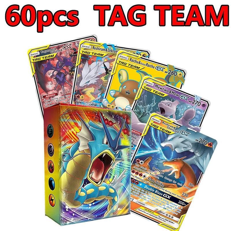 Pokemon Card Set of 60 Rayquaza Charizard MEGA GX flash cards trainer, children's toys