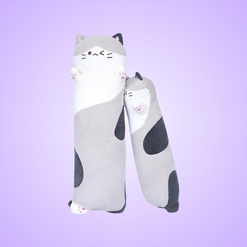 chubbyjoy Plush Toy Stuffed Animals Plush Body Pillow  Soft Cat Pattern Beige