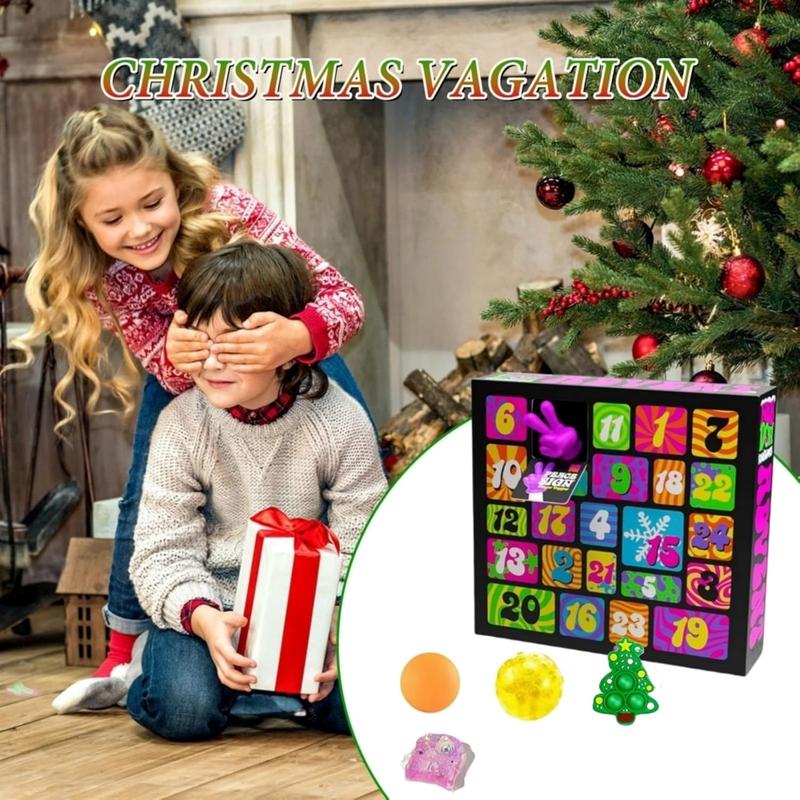 Schylling NeeDoh SquishmasCountdown Advent Calendar -NewEdition with 24 Mini Stress ReliefSqueeze Toys -Christmas Holiday Funfor All Ages