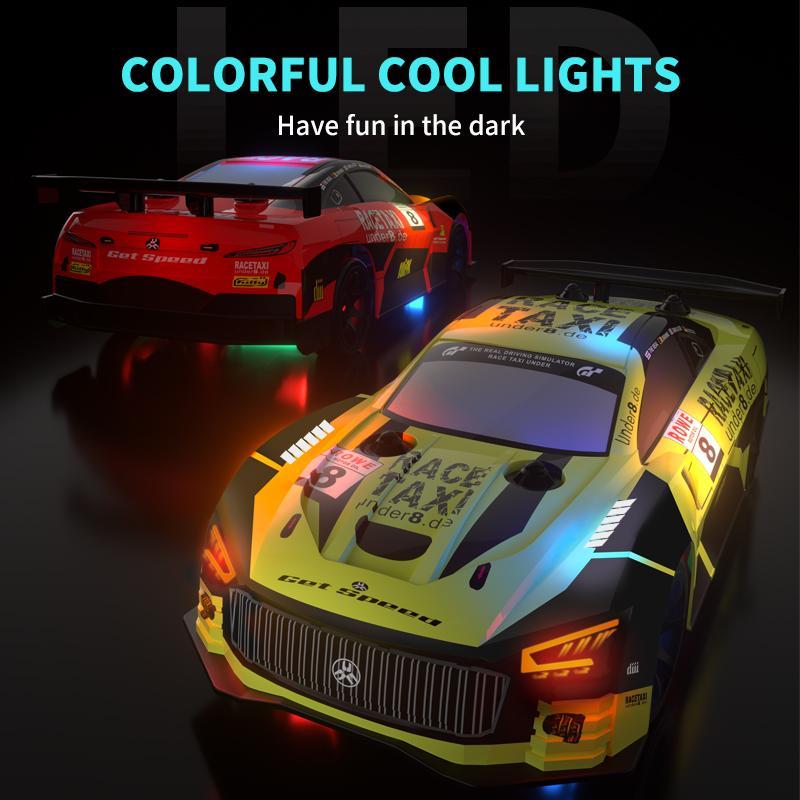 Remote Control Car Toy, All Terrain Off-road RC Car, 4WD Drift High Speed Vehicle, Colorful Led Lights, Wear Resistance Tires, Road Gripping Car Toy, Birthday Racing Truck Toys Gift for Beginners, Remote Control Toys