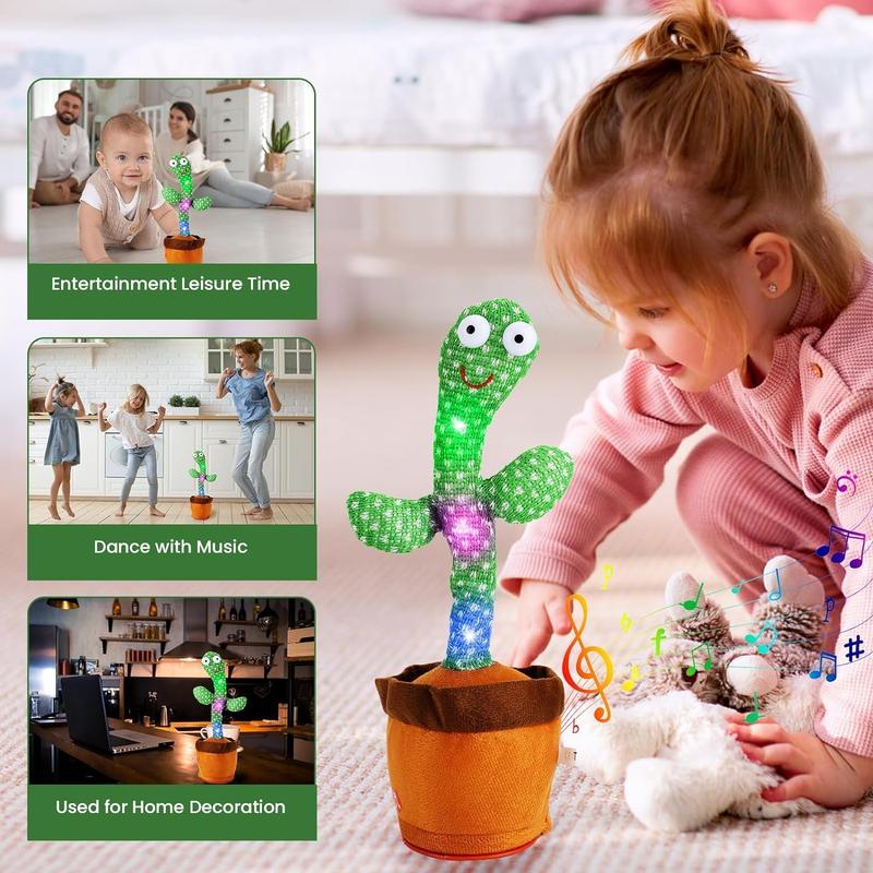 Prank Toy - Prank Dancing Talking Cactus Imitation Toy, Talking Repeat Singing Sunshine Cactus Toy 120 Pieces Song 15 Seconds Record Your Voice Sing+Dance+Record+LED