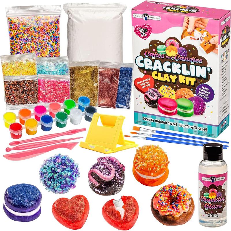 Cakes and Candies Cracklin' Clay Kit, Modeling Air Dry Clay & ASMR Toys Set for Sensory Fun, Great Birthday  s Art Gift