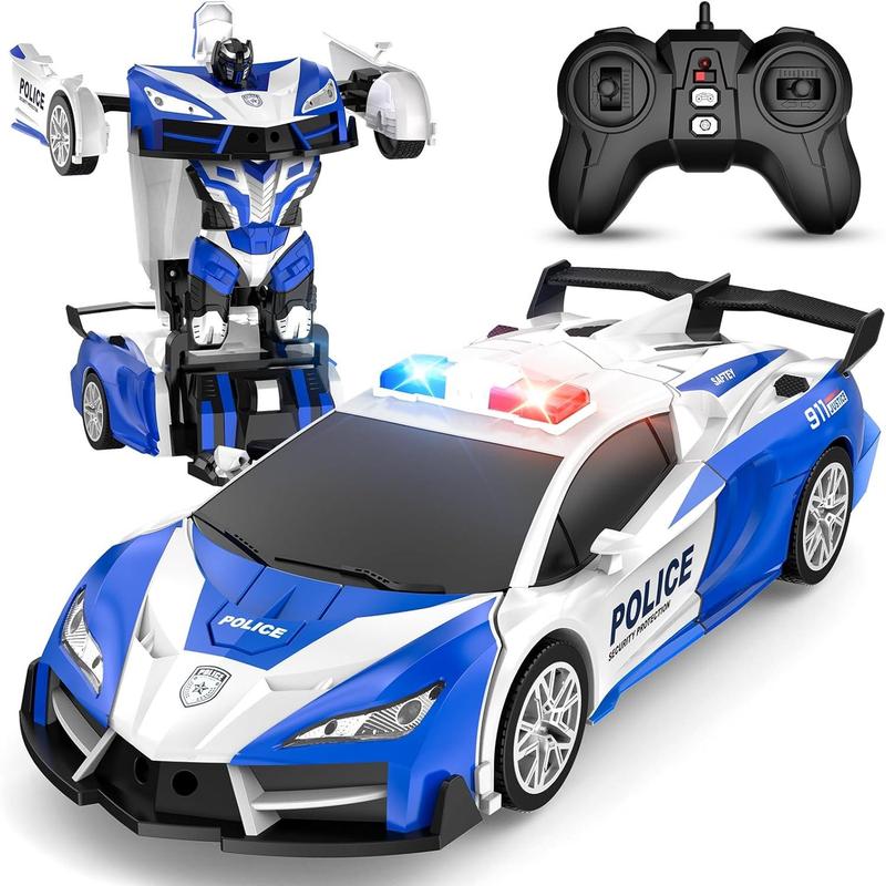 Remote Control  for  , One Button Transformation to Robot with Flashing Light 2.4 Ghz Transforming Robot  1:18 Scale Transform RC   Boys Girls Birthday Gift with 360 Degree Rotation