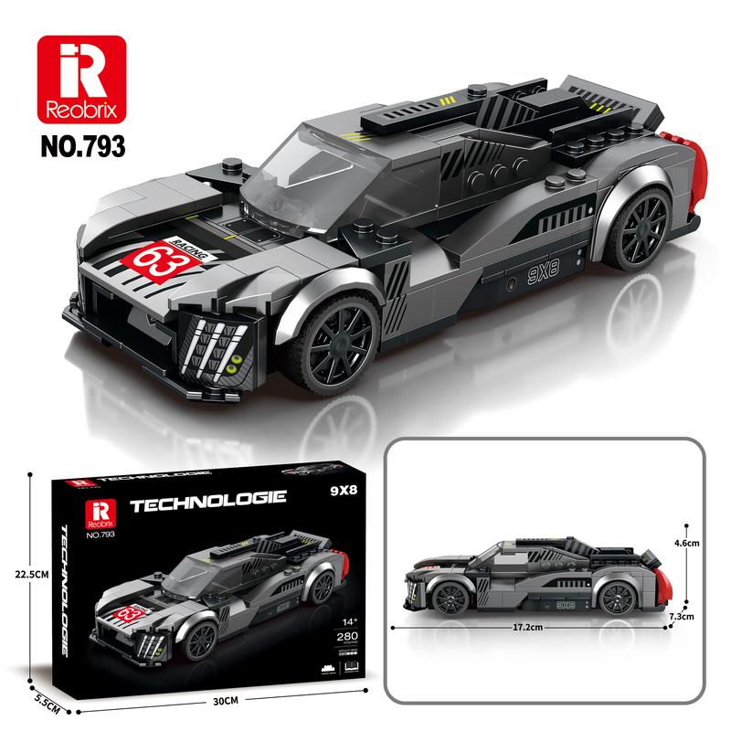 Reobrix 9X8 Supercar Building Set, Super Race Vehicles Building Toy Birthday Gifts for Kid Aged 6+. (280PCS)