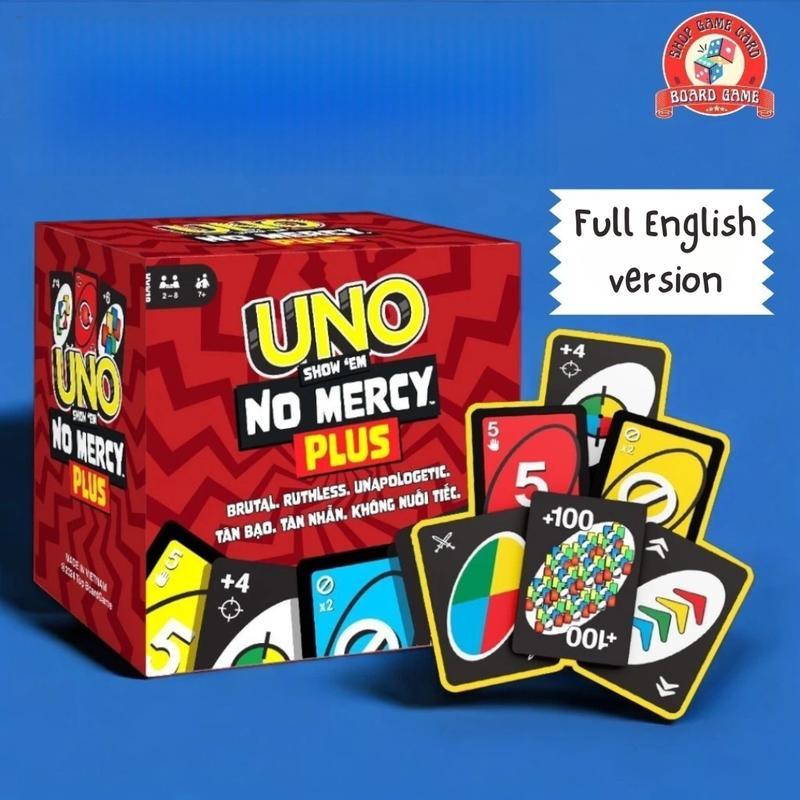 UNO NO MERCY PLUS: UNO version 165 196 card game upgrade for adults and family, UNO +100 difficult rules, UNO card game Top Board Game, Premium Version New Update 2024