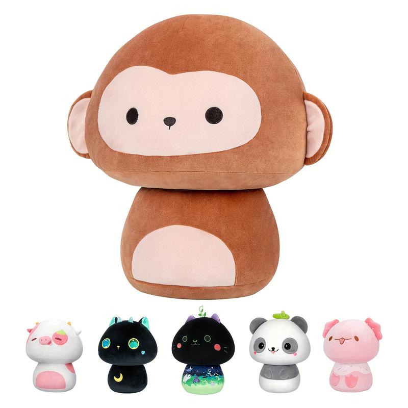 MeWaii  Mushroom Plush, Monkey Plush Soft Plushies Squishy Plush, Cute Monkey Stuffed Animals Plush Toys Birthday Gifts Halloween Christmas Gift for Girls Boys