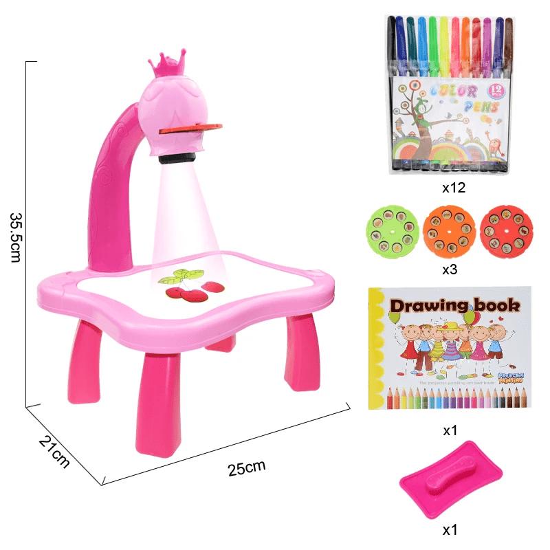 Sketcher Projector Art Drawing Table Toy Set For Boys&Girls，with Color Pencil, Eraser, Paint Tools, and Trace Function for Preschool Educational Learning and Arts