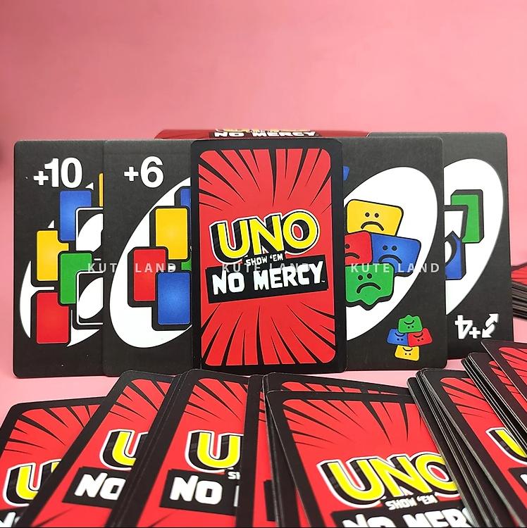 UNO NO MERCY PLUS: UNO version 165 196 card game upgrade for adults and family, UNO +100 difficult rules, UNO card game Top Board Game, Premium Version New Update 2024