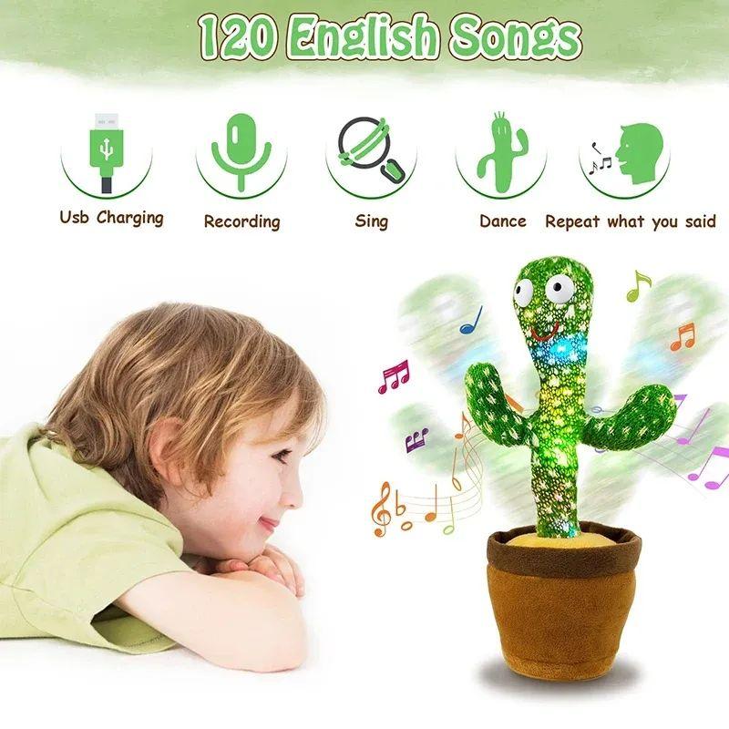 Music Lights Soft Stuffed Flowerpot Twisting Singing Dance Cactus Doll Talking Baby Toys