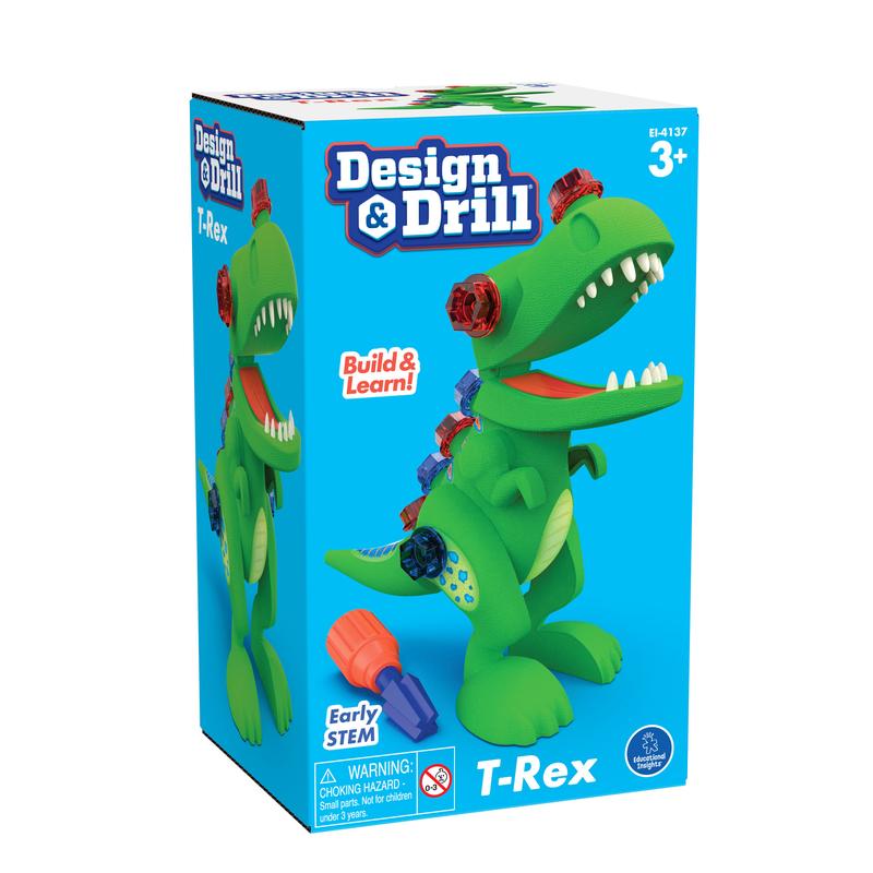 Educational Insights Design & Drill T-Rex Take Apart Dinosaur Toy, 13-Pieces, Preschool STEM Toy, Gift for Kids Ages 3+